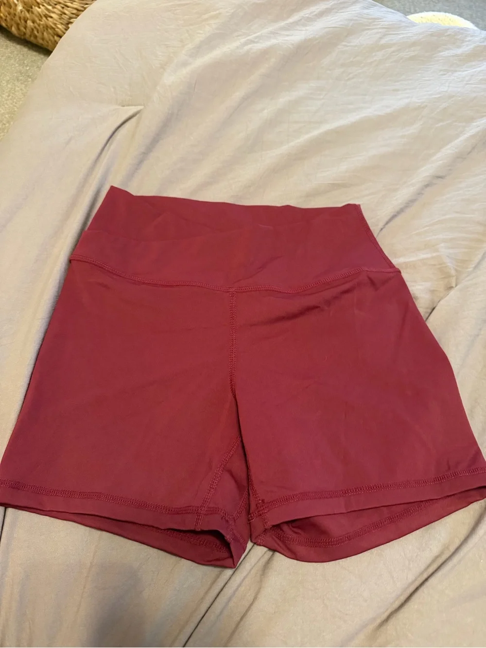 High-Rise Athletic Shorts in Deep Burgundy
